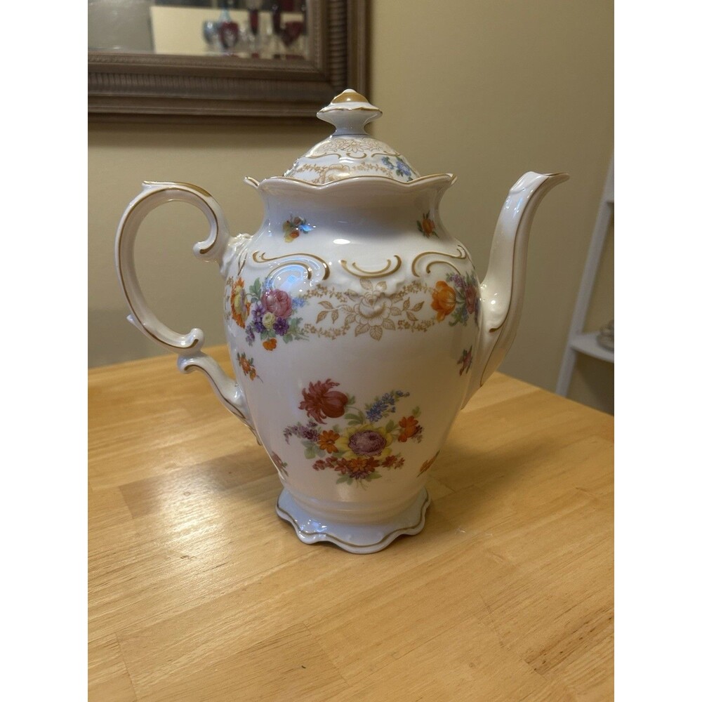 Schumann Bavaria “Empress”, Dresden Flower Coffee Pot Vintage